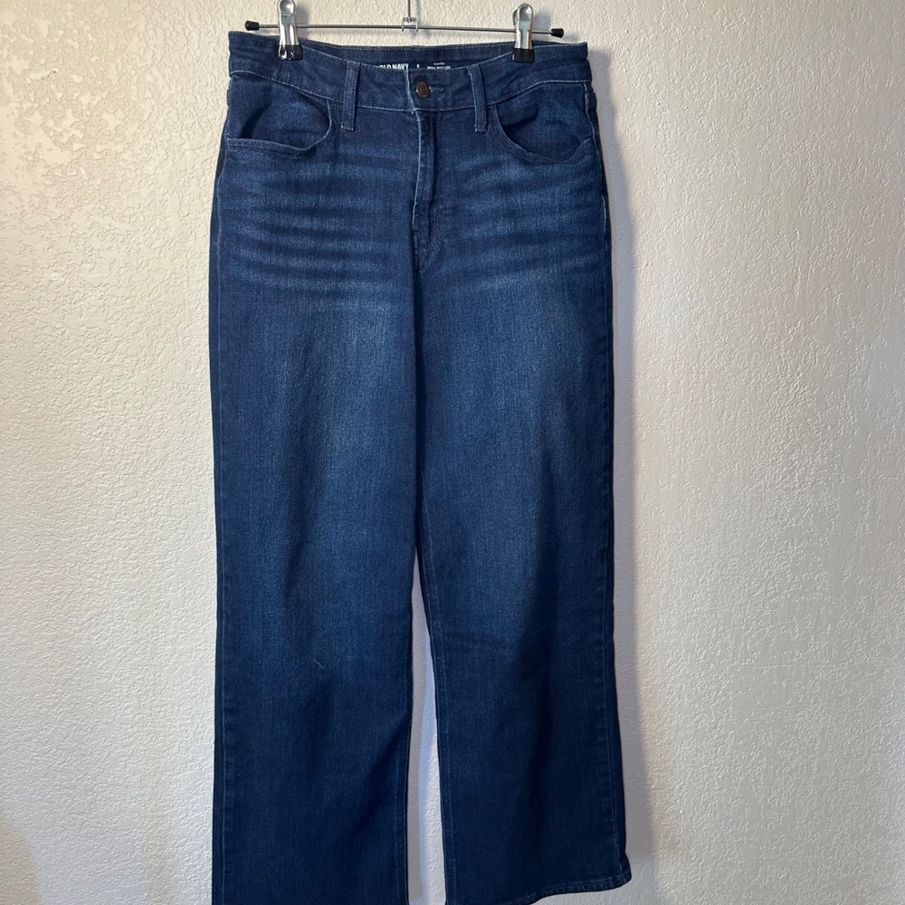 Old Navy High-Rise WOW Wide Leg Jeans Dark Wash Women's Size 6 - Picture 2 of 8